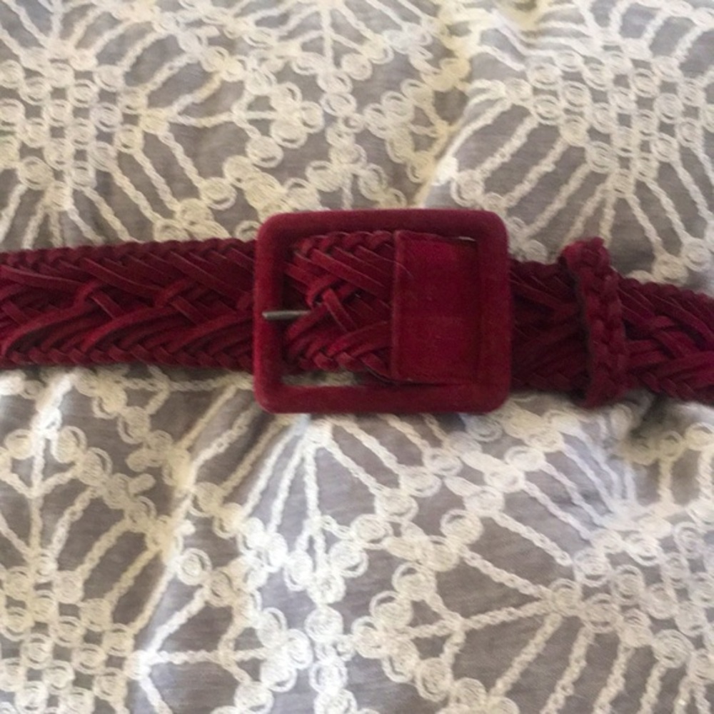 Vintage wine colored leather braided belt‎